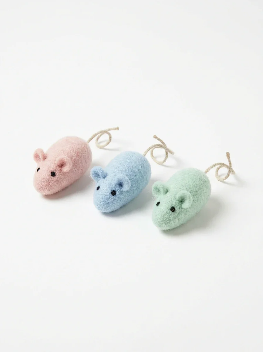 Shizen Felt Mouse Trio cat toy